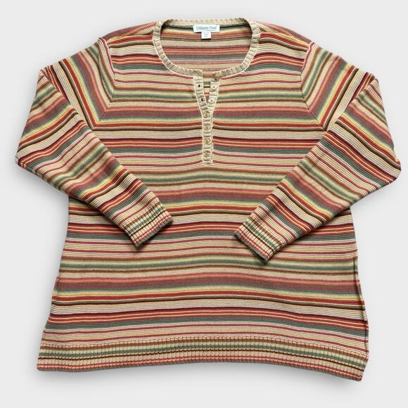 Coldwater Creek Vintage Red and Orange Crew Neck Sweater - Picture 2 of 8